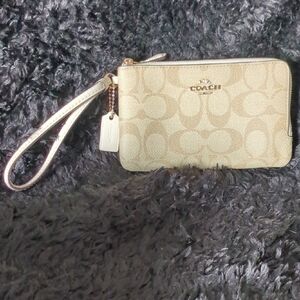 Coach Light Tan Signature Wristlet